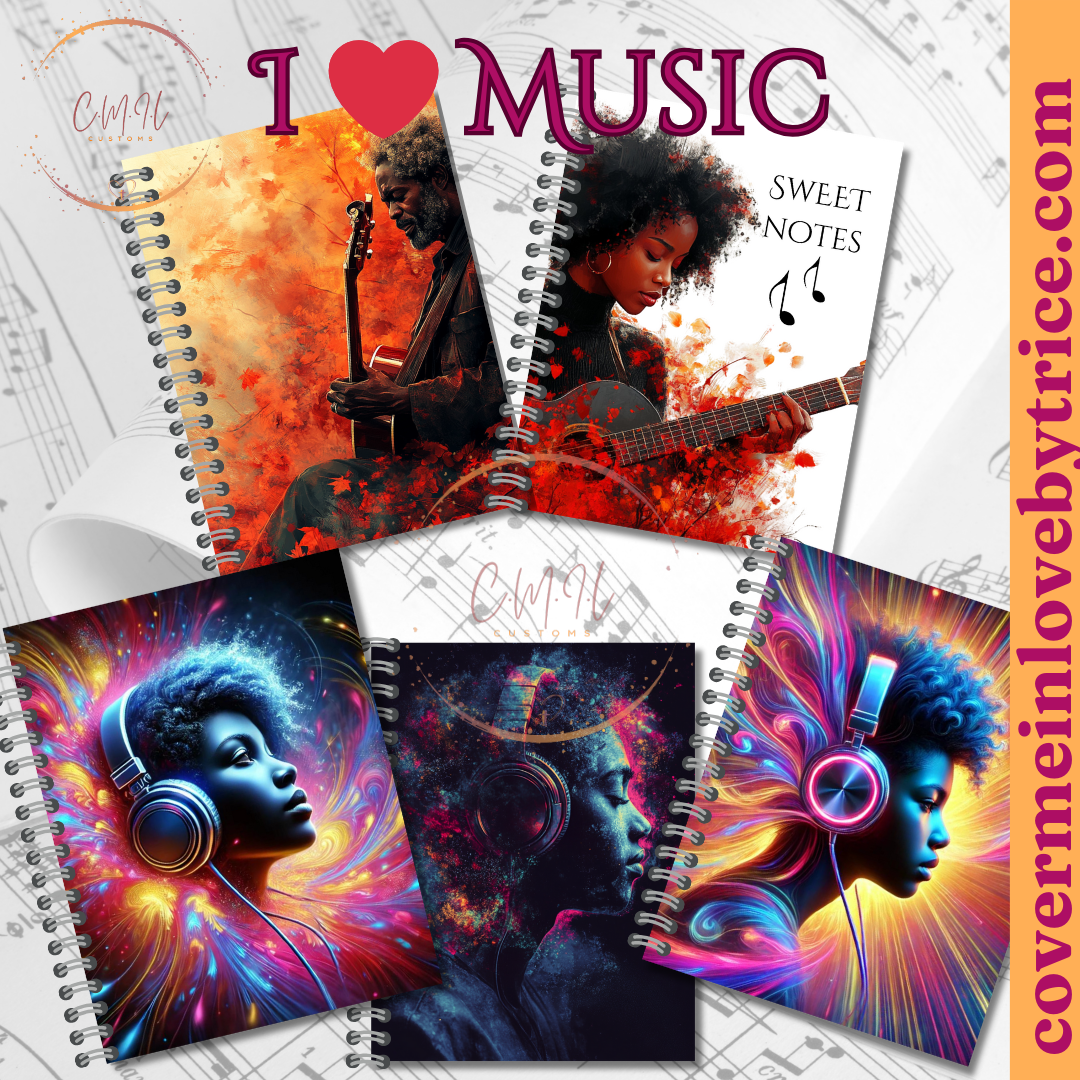 I Love Music Journal Cover - Instant Download