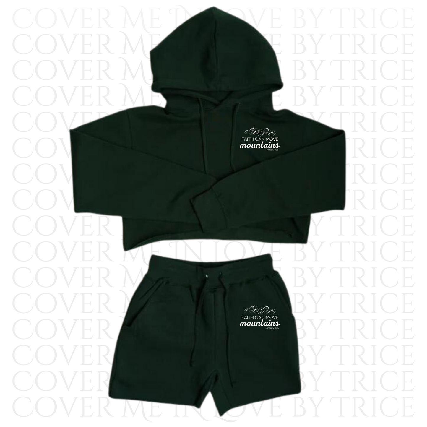 Ladies Crop Top Fleece Short Sets