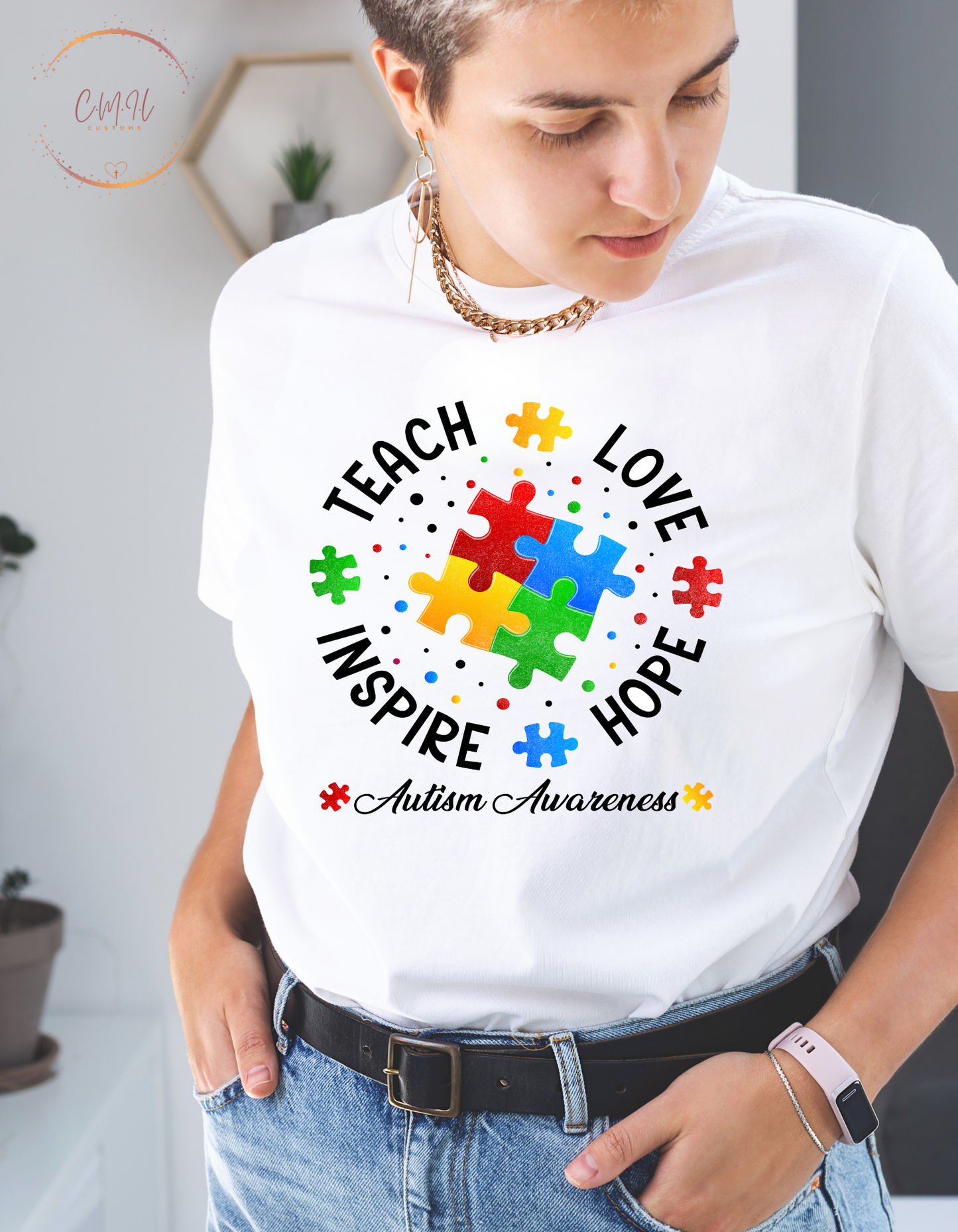 Teach, Love, Inspire, Hope Autism Awareness- Tee