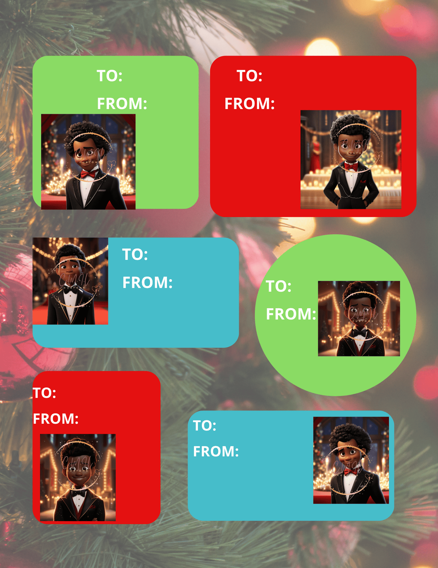 Christmas Holiday Gift Tags - Digital Download