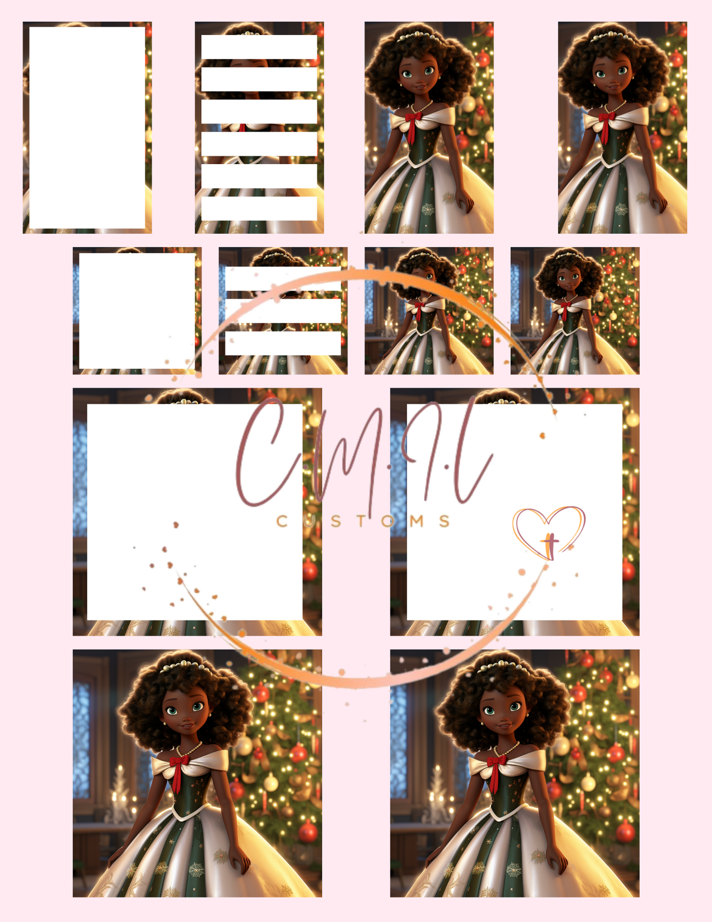 Christmas Princess Ball Stickers - Digital Download