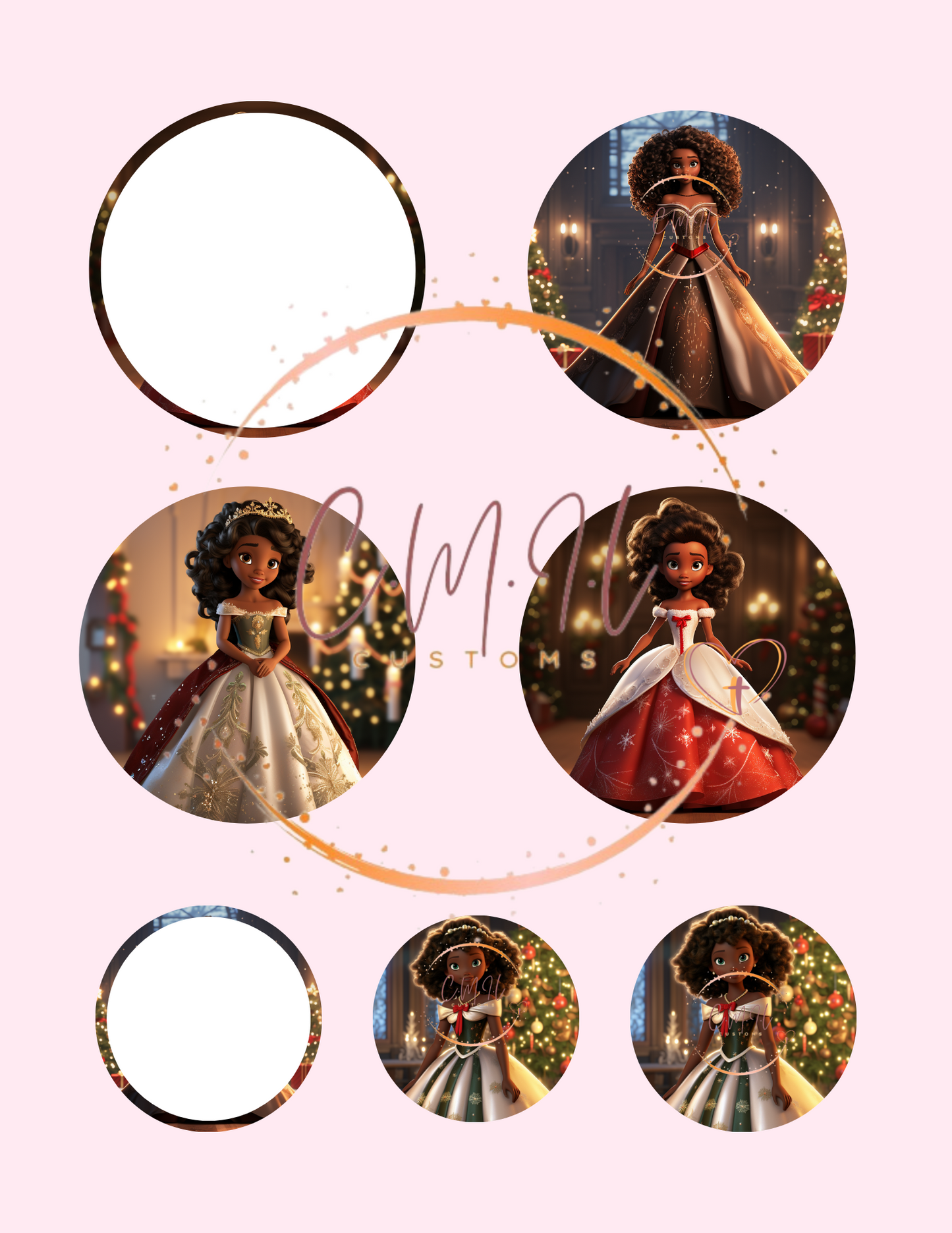 Princess Christmas Stickers II - Digital Download