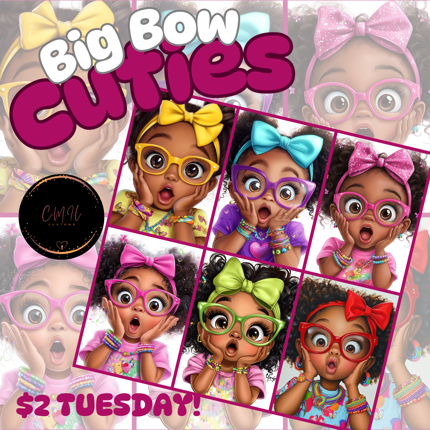 Big Bow Cuties- PNG INSTANT DOWNLOAD