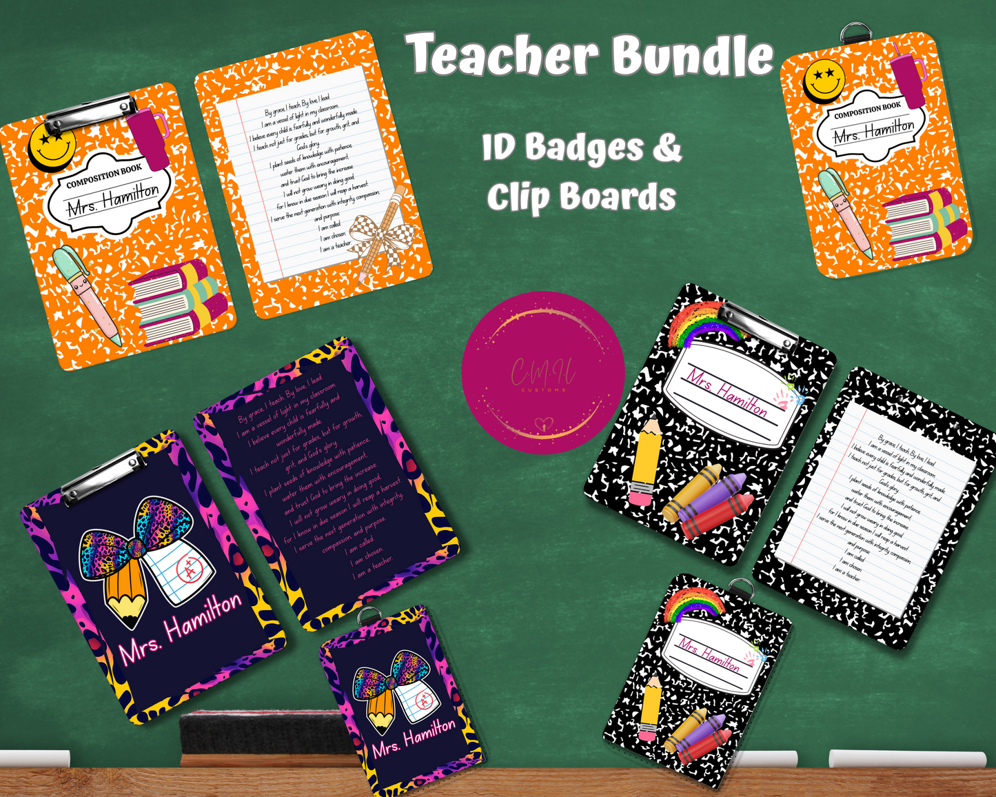 Teacher Bundle – Physical Product (Clipboard + Badge Holder)