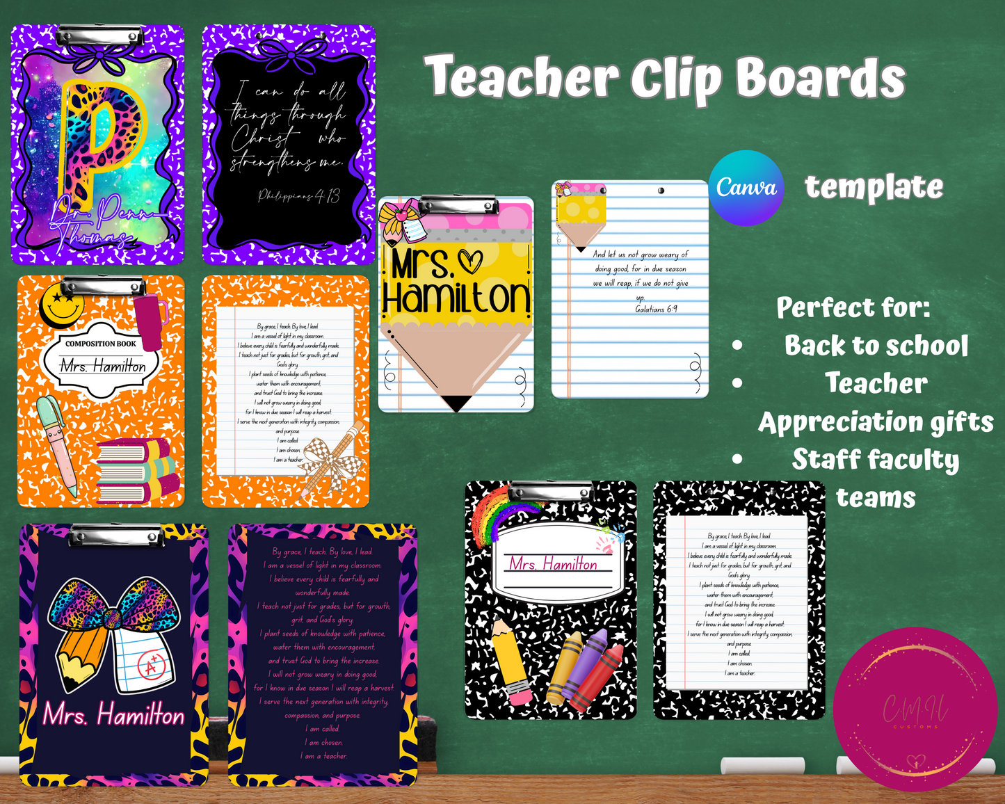 Editable Teacher Clipboard Canva Templates – Digital Download