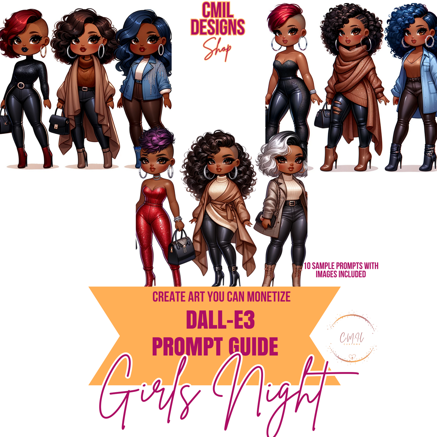 DALLE-3 Prompt Guide/ Chibi Fashion Ladies Pt1