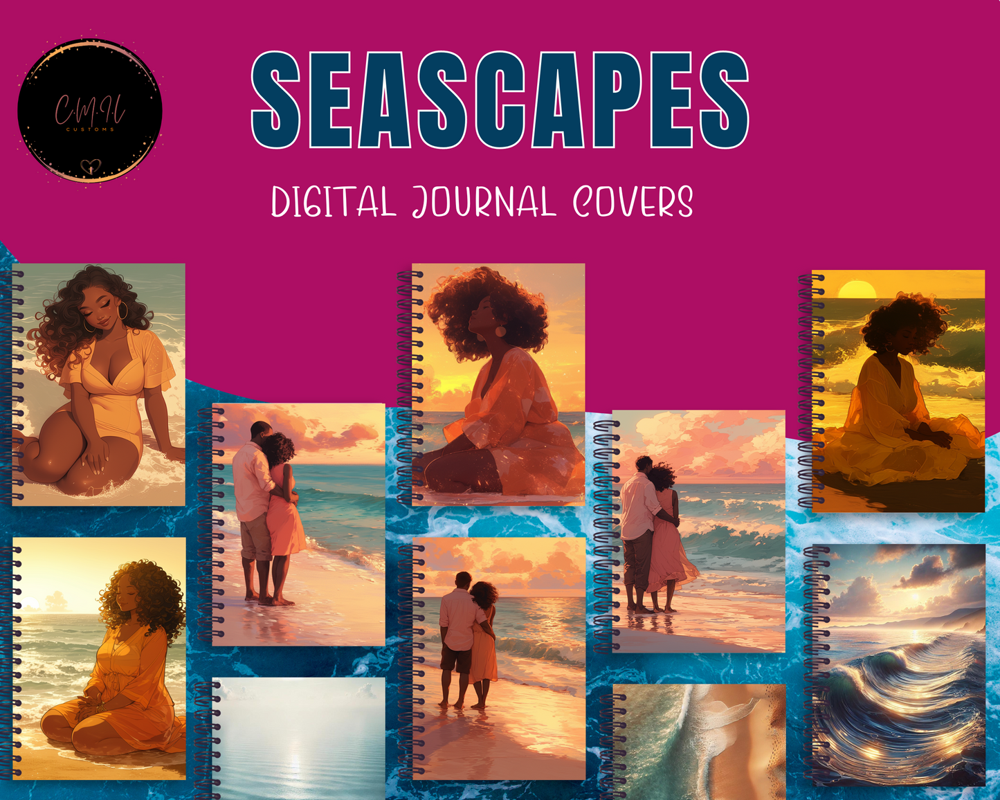 Seascapes Journal Cover - Instant Download