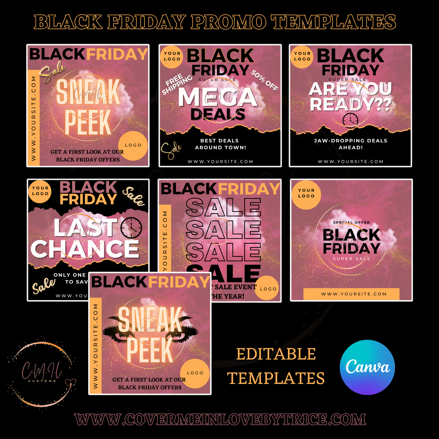 Black Friday Editable Promo Templates- Canva