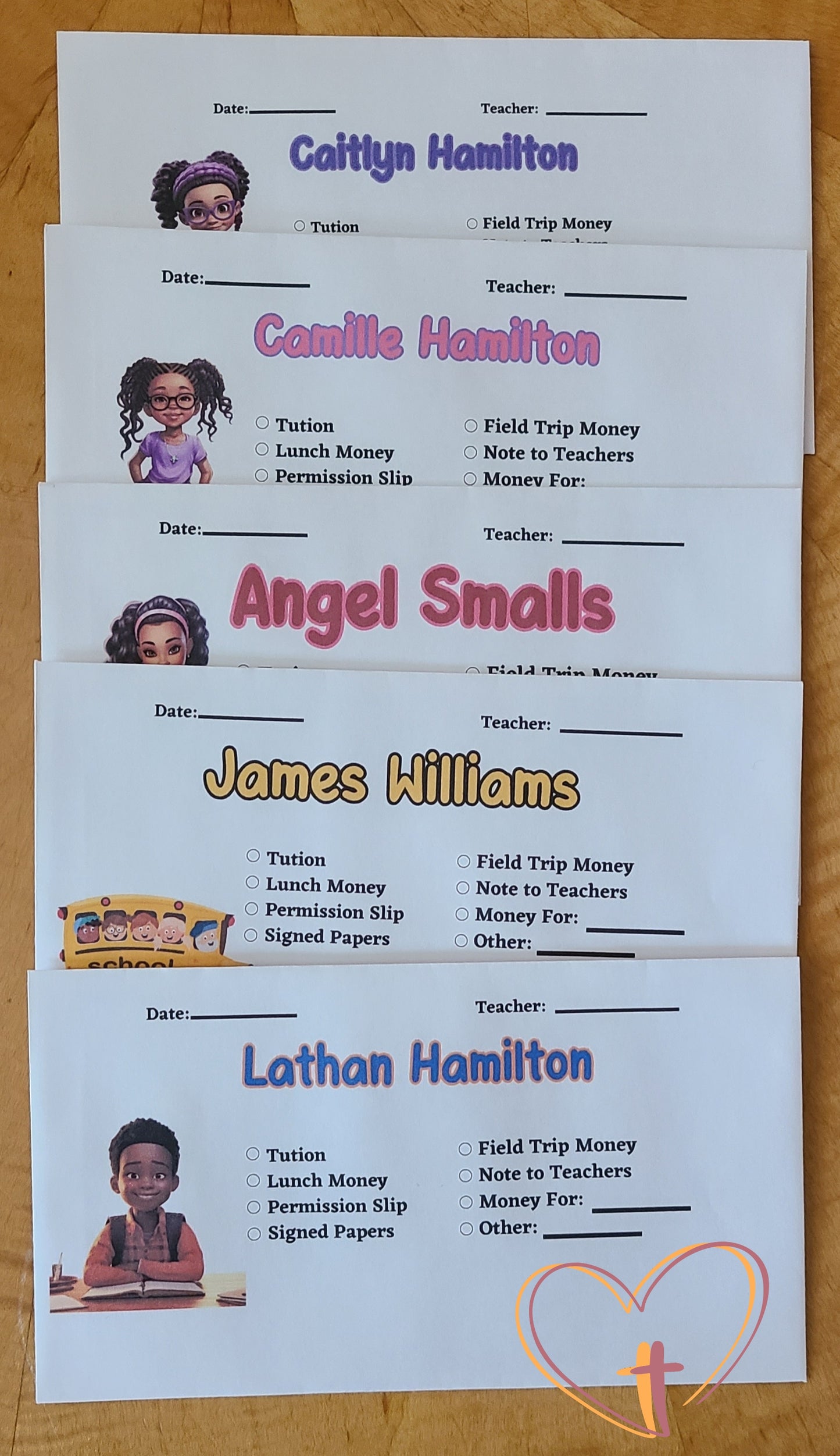 Back to school envelopes