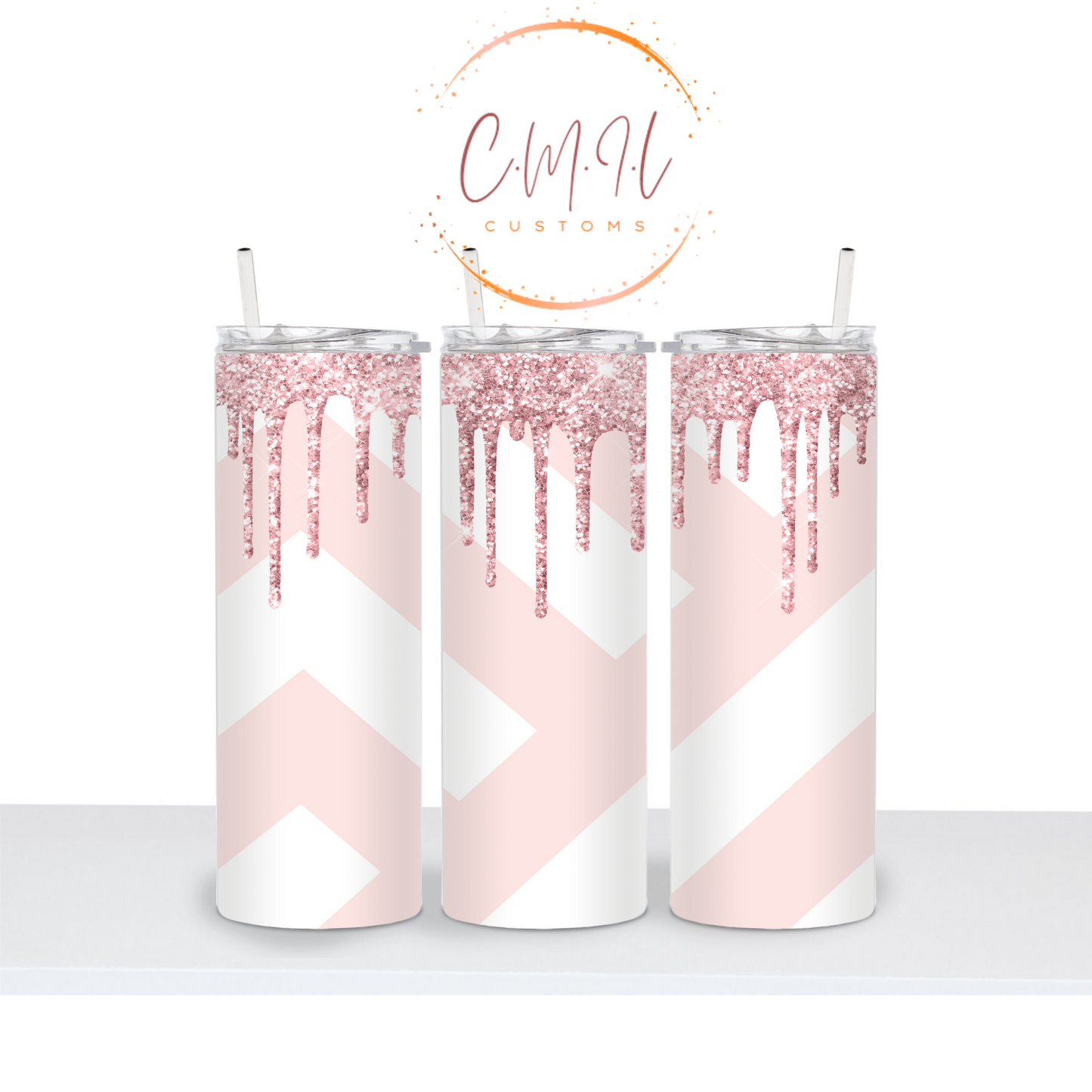 Powder Pink Drip 20 oz Tumbler