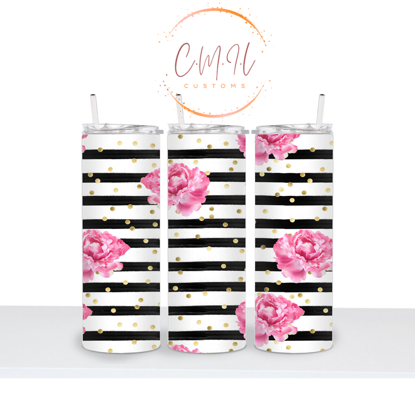 Rose Pin Stripes 20 oz Tumbler