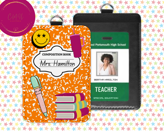 Teacher ID Badge Holder with Clear Back Pocket- Physical Item