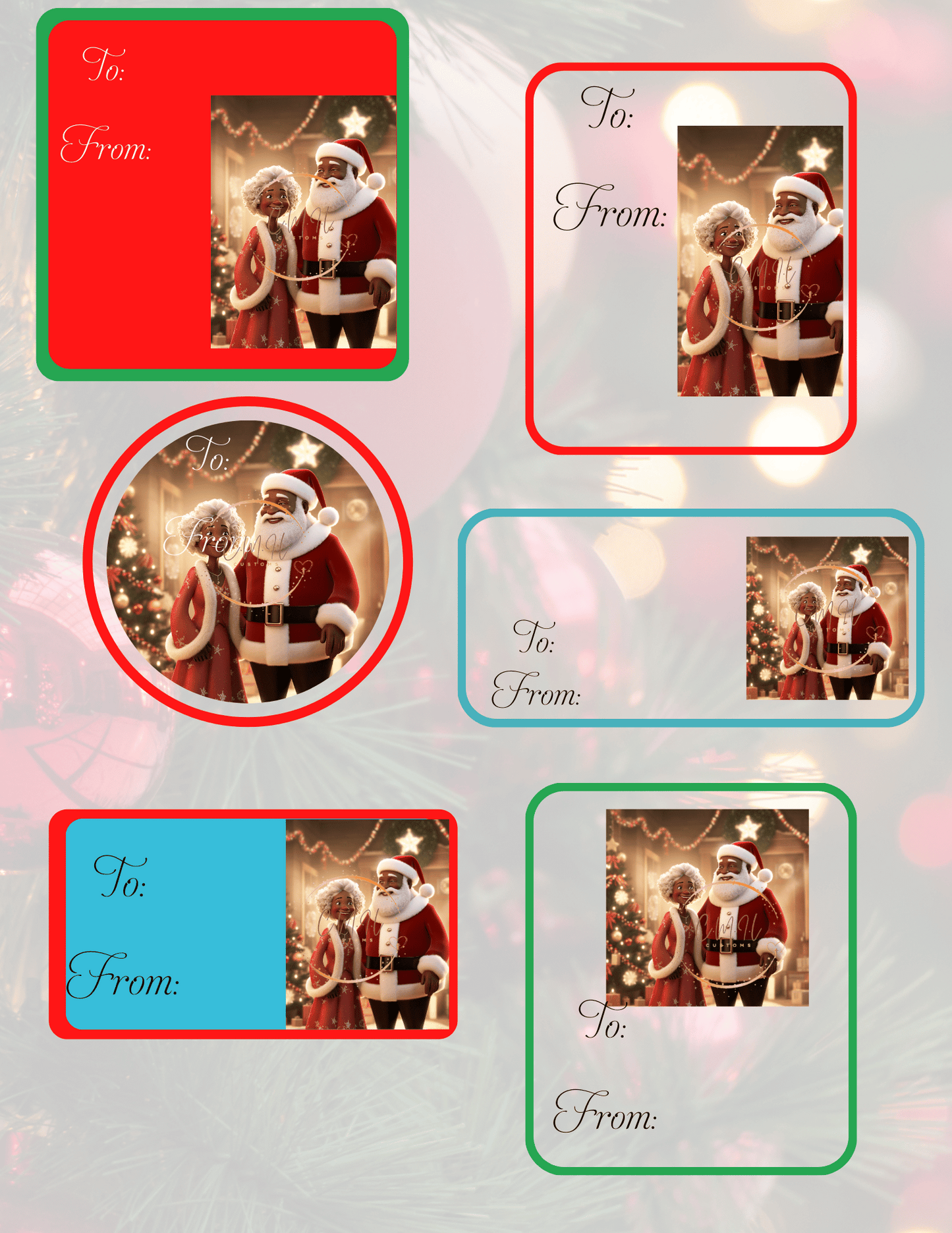 Christmas Holiday Gift Tags - Digital Download