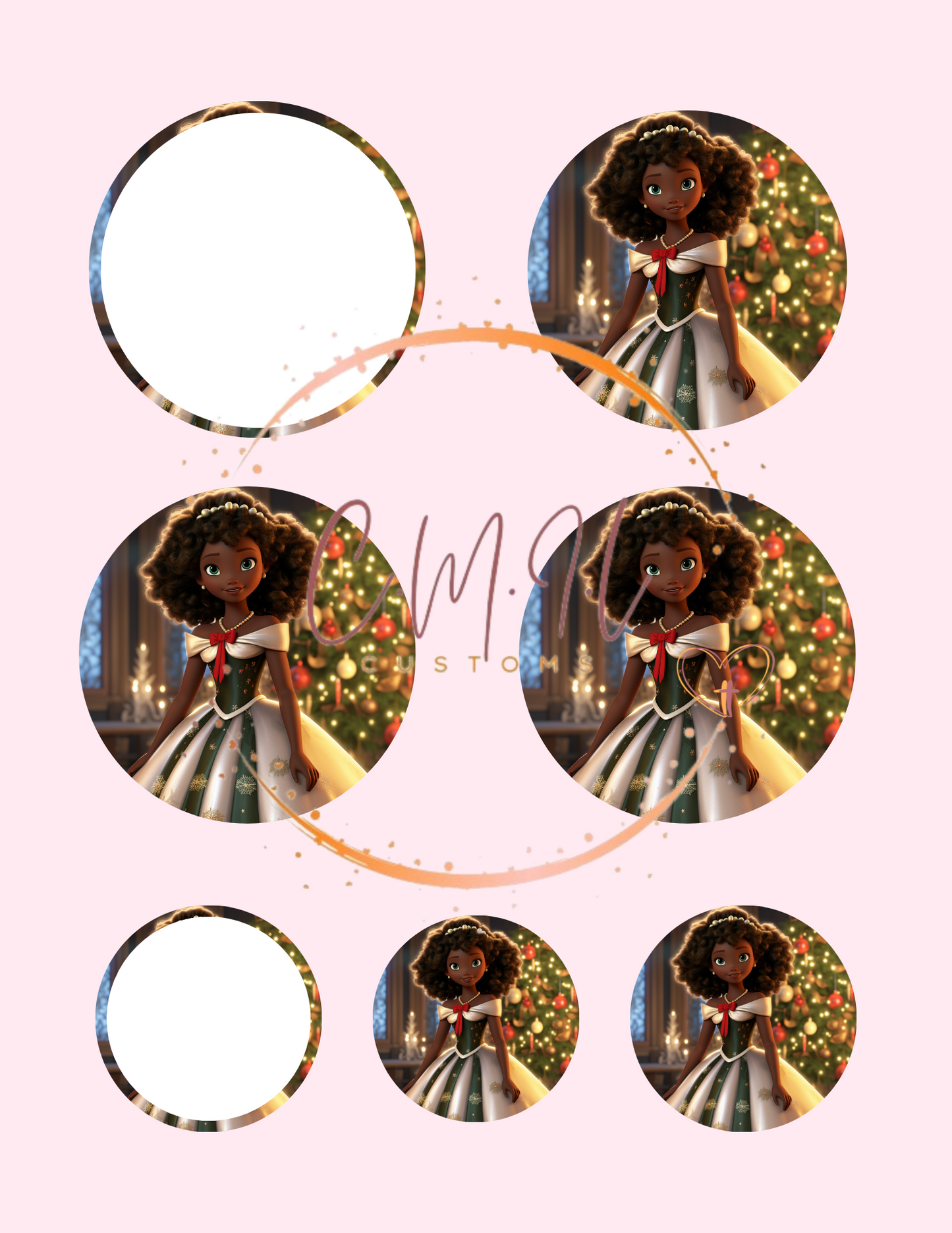 Christmas Princess Ball Stickers - Digital Download